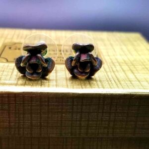 Silver rose floral antique earrings E0167